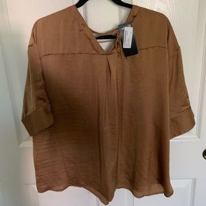 Lace Up Back Slinky Blouse